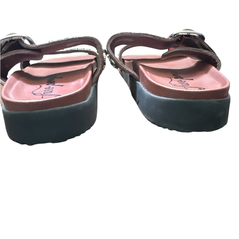 Free People Two-Strap Studded Sandals in Burgundy and Lavender - Picture 10 of 11